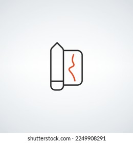 Edit text drawing tab icon, pencil icon for app and web design. Stock vector illustration isolated on white background.
