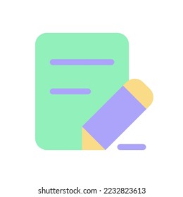 Edit text flat color ui icon. Handwriting feature. Document and pencil. Digital translator application. Simple filled element for mobile app. Colorful solid pictogram. Vector isolated RGB illustration