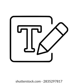 Edit text icon flat outline in black