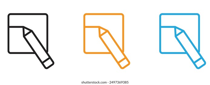 Edit text icon Flat vector set outline
