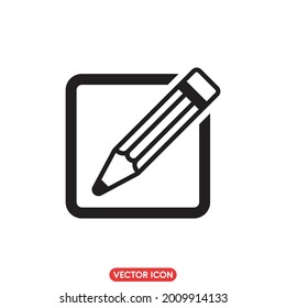 Edit text icon, note pad, pencil symbol isolated on white background, Vector Illustration