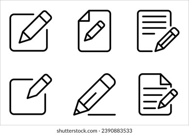Edit text icon set, pencil icon set for app and web design on white background