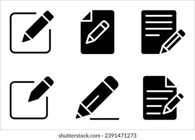 Edit text icon set, pencil icon set for app and web design on white background