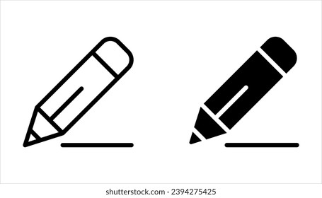 Text-Symbol-Set bearbeiten, Bleistift-Symbol-Set für App und Web-Design auf weißem Hintergrund