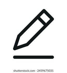 Edit text isolated icon, draw line pencil linear icon, editing content outline vector icon with editable stroke