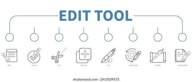 Editar el concepto de ilustración vectorial de icono web de banners de herramientas
