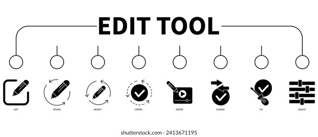 Edit tool banner web icon vector illustration concept