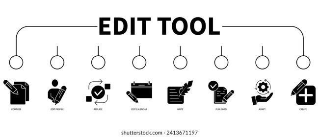 Edit tool banner web icon vector illustration concept