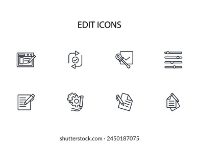 Edit tool icon set.vector.Editable stroke.linear style sign for use web design,logo.Symbol illustration.