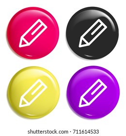 Edit tool multi color glossy badge icon set. Realistic shiny badge icon or logo mockup