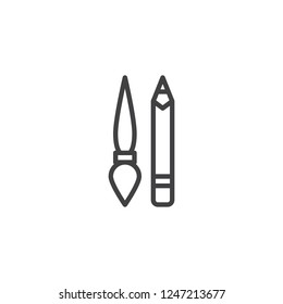 Edit tools outline icon. linear style sign for mobile concept and web design. Paint brush and pen tool simple line vector icon. Symbol, logo illustration. Pixel perfect vector graphics
