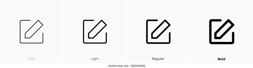 edit two icon. Thin, Light Regular And Bold style design isolated on white background