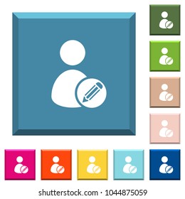 Edit user account white icons on edged square buttons in various trendy colors