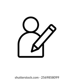 Edit user icon Black and white outline vector