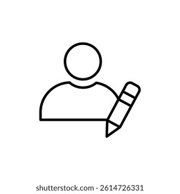 Edit user icon black and white vector sign