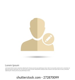 Edit user Icon, pictogram icon on white  background. Simple flat metro design style. half shade cut icon. Flat design style. Vector illustration