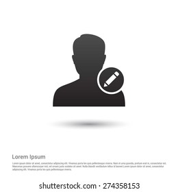 Edit user Icon, pictogram icon on gray background.
