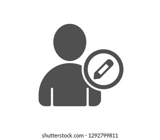 Edit User icon. Profile Avatar with pencil sign. Person silhouette symbol. Quality design element. Classic style icon. Vector