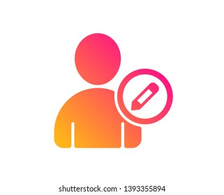 Edit User icon. Profile Avatar with pencil sign. Person silhouette symbol. Classic flat style. Gradient edit user icon. Vector