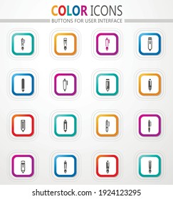 Edit vector flat button icons with colored outline and shadow