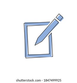 Edit vector icon. Document pencil edit on white isolated background.