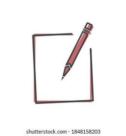 Edit vector icon. Document pencil edit on white isolated background.
