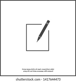 Edit vector icon on white isolated background. Document pencil edit.