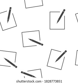 Edit vector icon on white isolated background. Document pencil edit seamless pattern on a white background.