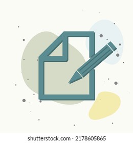 Edit vector icon on white isolated background. Document pencil editon multicolored background. Layers grouped for easy editing illustration. For your design.