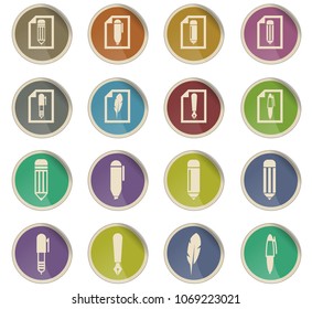 edit vector icons in the form of round paper labels