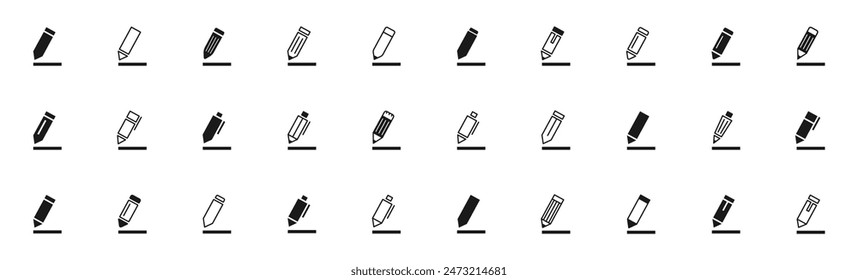 Piktogrammsymbole der Bearbeiten Vektorgrafik. Bearbeiten-Symbol. Schreiben Sie Stiftsymbole für Website oder App. Business Concept Note Edit Piktogramm isoliert auf weißem Hintergrund. Vektorillustration
