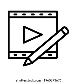 Edit video flat line icon. Vector outline illustration of video redactor. Outline sign for web interface.