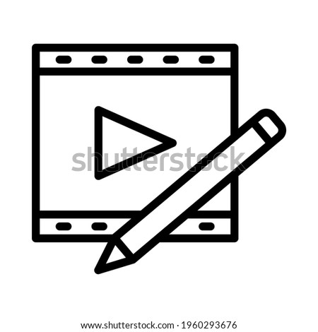Edit video flat line icon. Vector outline illustration of video redactor. Outline sign for web interface.