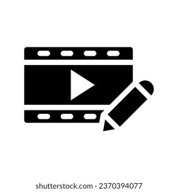 edit video glyph icon illustration vector graphic. Simple element illustration vector graphic, suitable for app, websites, and presentations isolated on white background