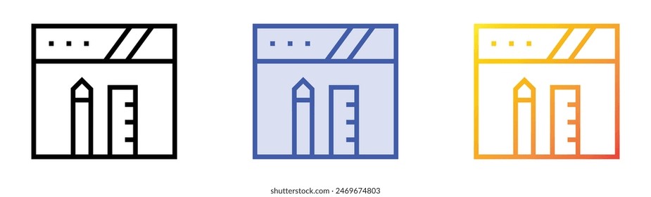 Video editar Diseño de estilo de relleno lineal, azul y degradado aislado sobre fondo blanco