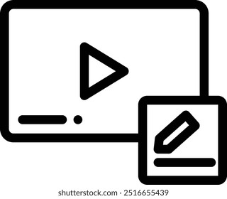edit video icon. Thin Linear Style Design Isolated On White Background
