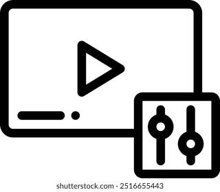 Video Icono de edición. Diseño De Estilo Lineal Delgado Aislado Sobre Fondo Blanco