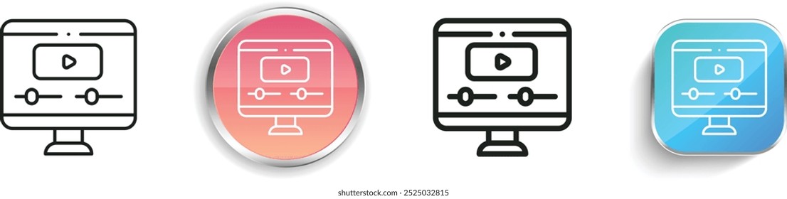 edit video icon. Thin Linear, Regular and Button Style Design Isolated On White Background