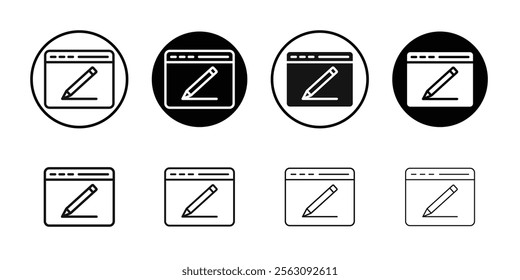 Edit Webpage icon Flat outline fill set collection