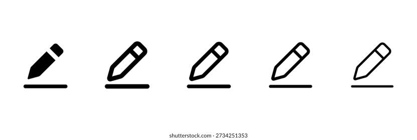 Editar e escrever ícone com lápis e sublinhado. Símbolo de edição de texto, criação de conteúdo e modificação de documentos. Ideal para design de interface de usuário, editores de texto, gerenciamento de conteúdo e ferramentas de escrita
