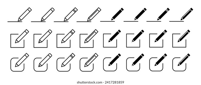 edit writing pencil vector icon set. draw button sign. edit document paper tool symbol.
