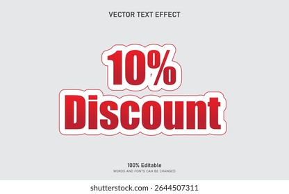 Editable 10% discount text effect template