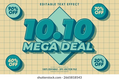 Editable 10 10 mega deal mensual evento de venta efecto de texto