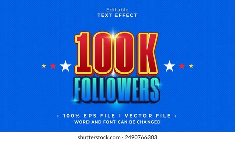 editable 100k followers text effect.typhography logo