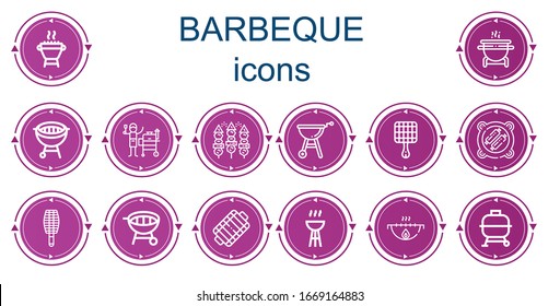 Editable 14 iconos de barbacoa para web y móvil. Conjunto de barbacoa incluidos iconos línea Grill, Bbq, parrilla de barbacoa