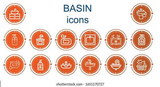 Editable 14 basin icons for web and mobile. Set of basin included icons line Sink, Basin, Soap, Washbowl