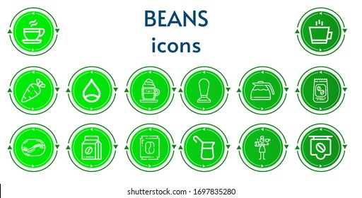 Editable 14 beans icons for web and mobile. Set of beans included icons line Coffee, Vegetables, Chestnut, Cappuccino, Coffee pot, Coffee beans, bean, Barista