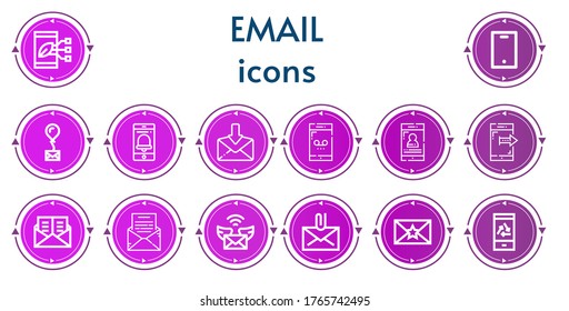 Editable 14 email icons for web and mobile. Set of email included icons line Smartphone, Mobile, Mail, Envelope