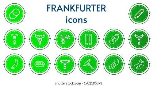 Editable 14 frankfurter icons for web and mobile. Set of frankfurter included icons line Sausage, Hotdog, Sausages