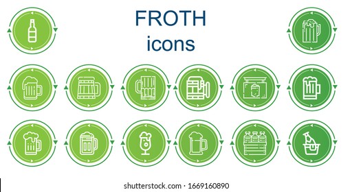 Editable 14 froth icons for web and mobile. Set of froth included icons line Beer, Pub